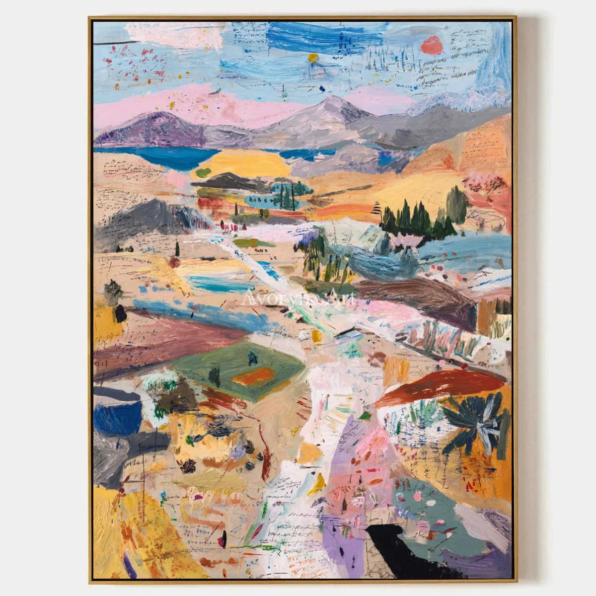 Ivory Distant Drift: Pastel Valley Art — primary