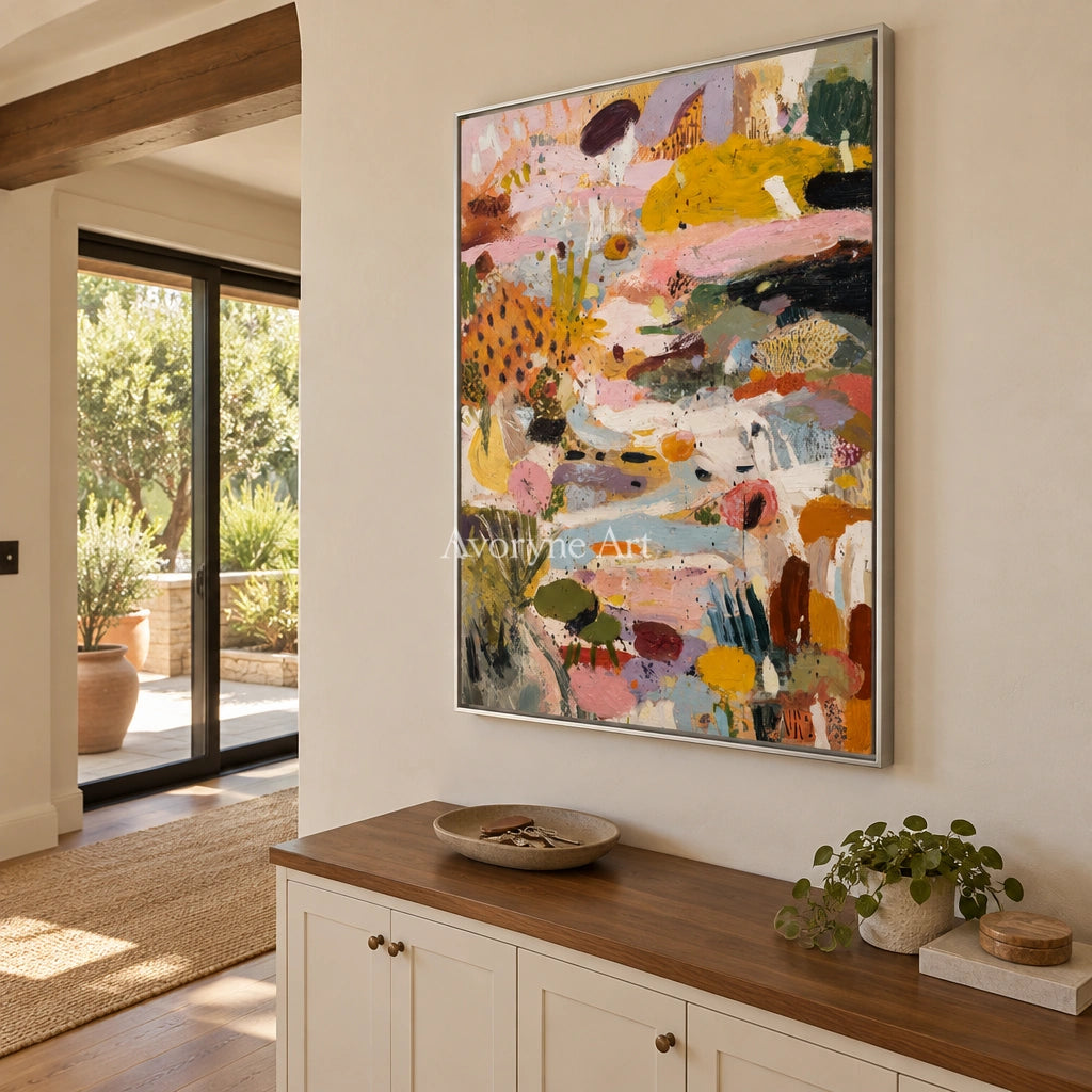 Ivory Distant Reverie: Pink Organic Pattern — entry silver