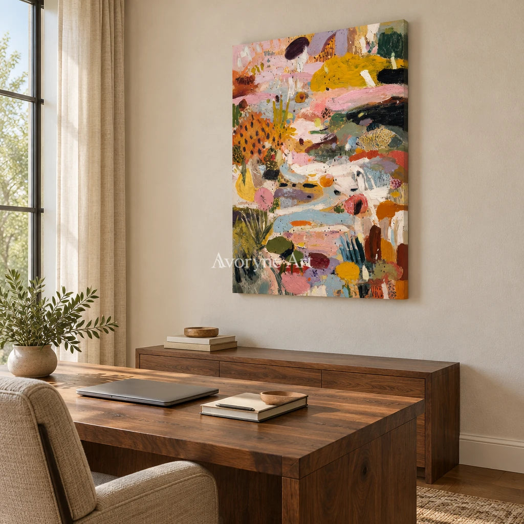 Ivory Distant Reverie: Pink Organic Pattern — office frameless
