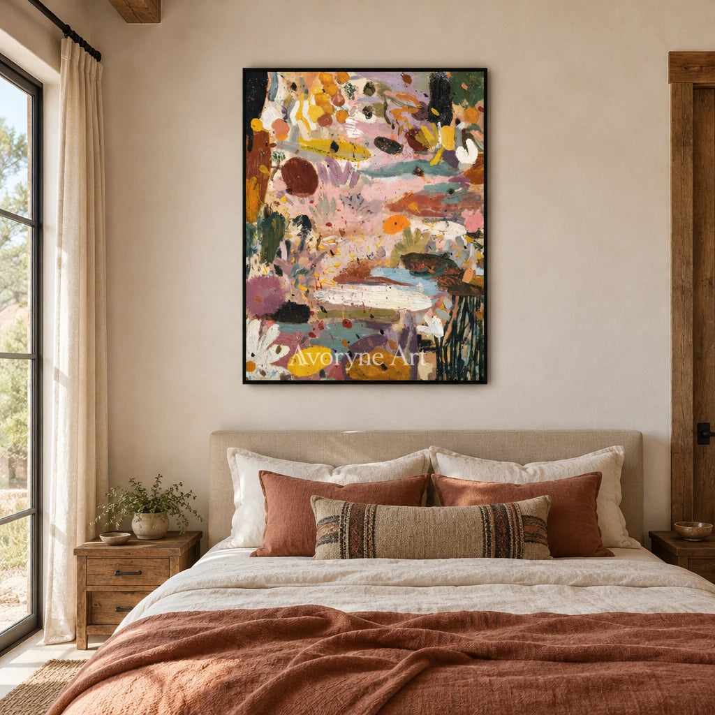 Ivory Distant Verse: Pink Organic Pattern — bedroom black