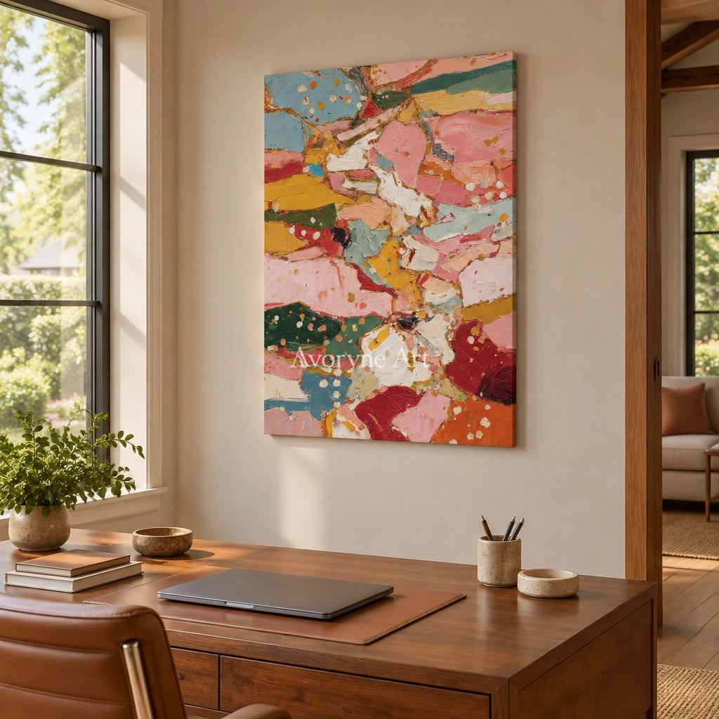 Ivory Distant Poem: Pink Patch Abstract — office frameless