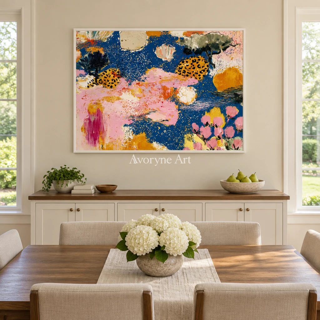 Ivory Tender Drift: Pink Pattern Abstract — dining white