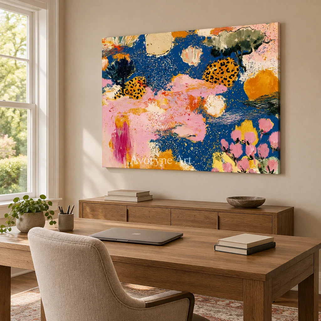Ivory Tender Drift: Pink Pattern Abstract — office frameless