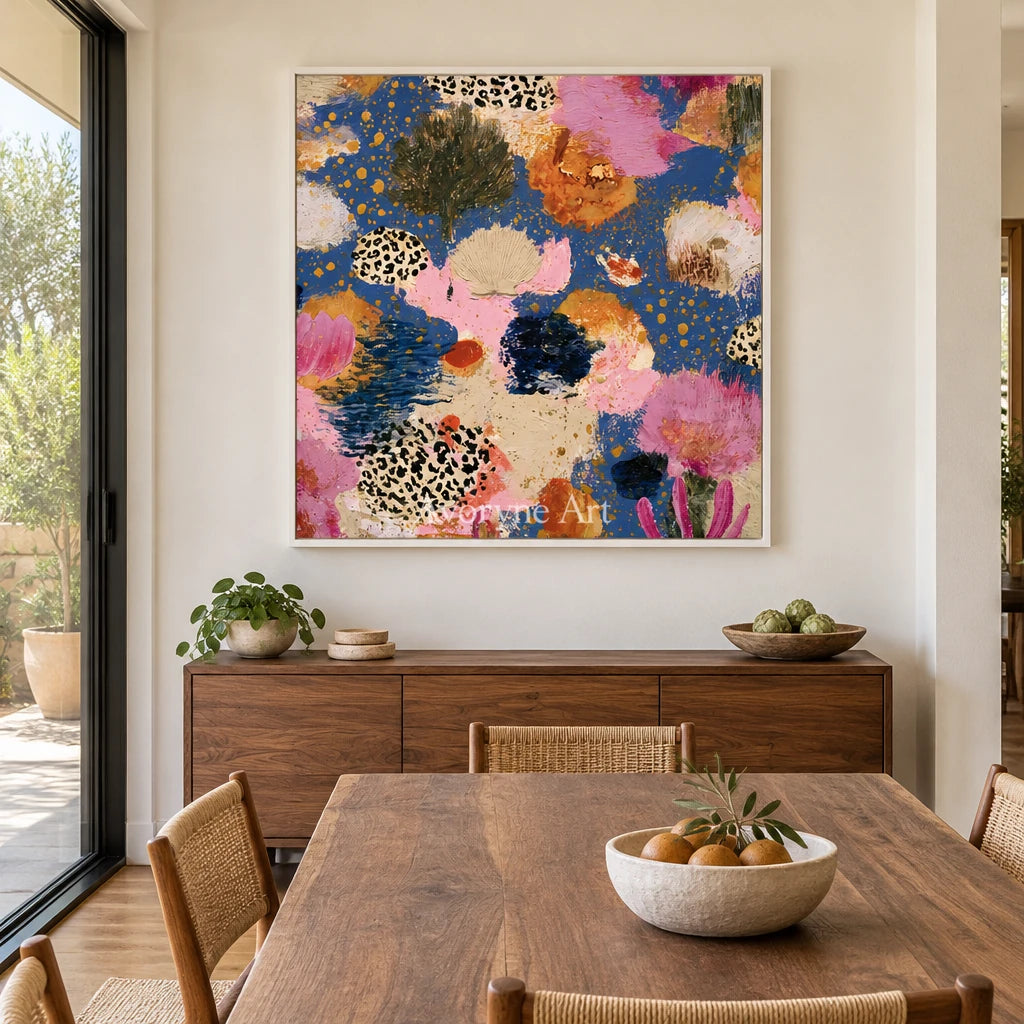 Ivory Tender Interval: Pink Pattern Abstract — dining white