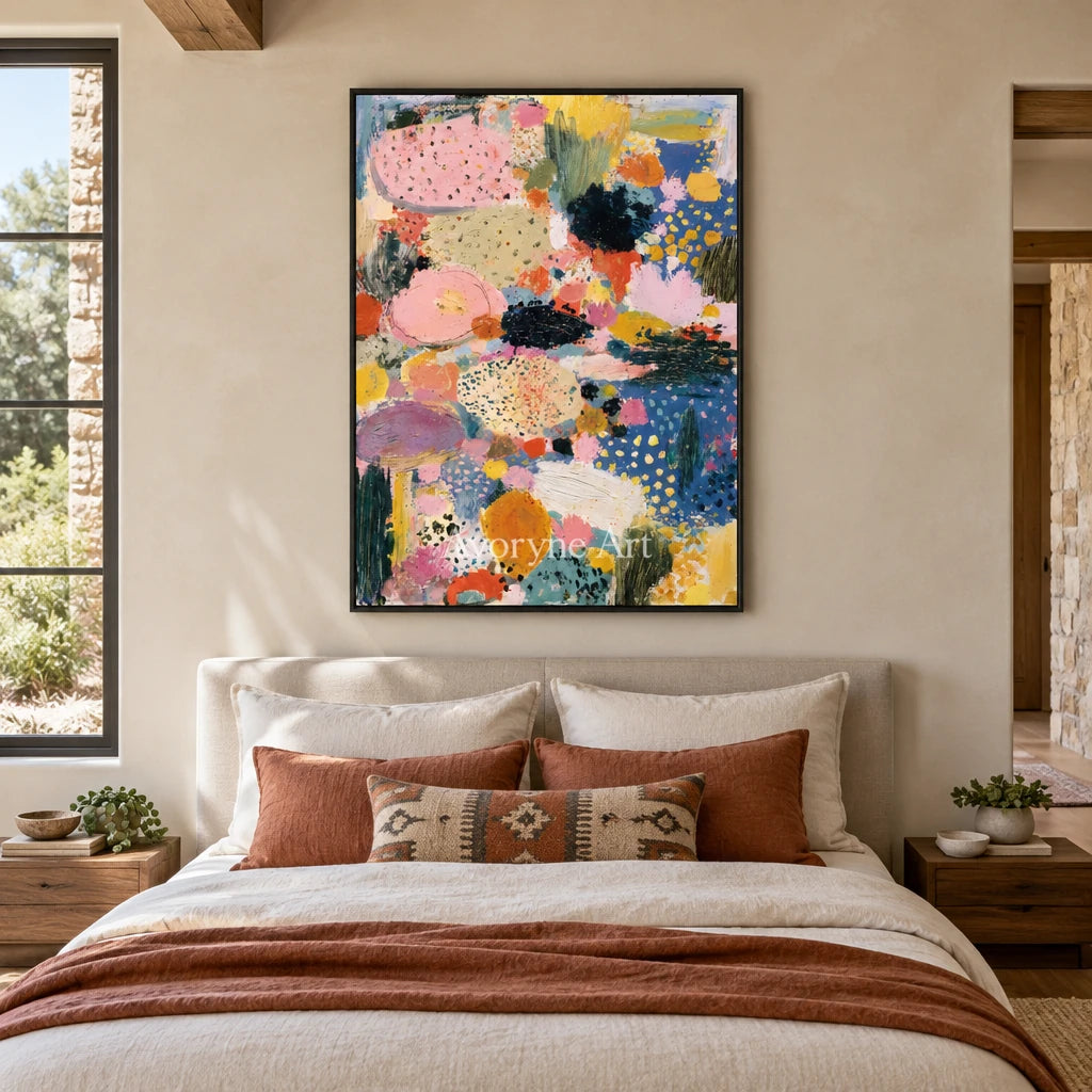 Ivory Tender Reverie: Pink Pattern Abstract — bedroom black