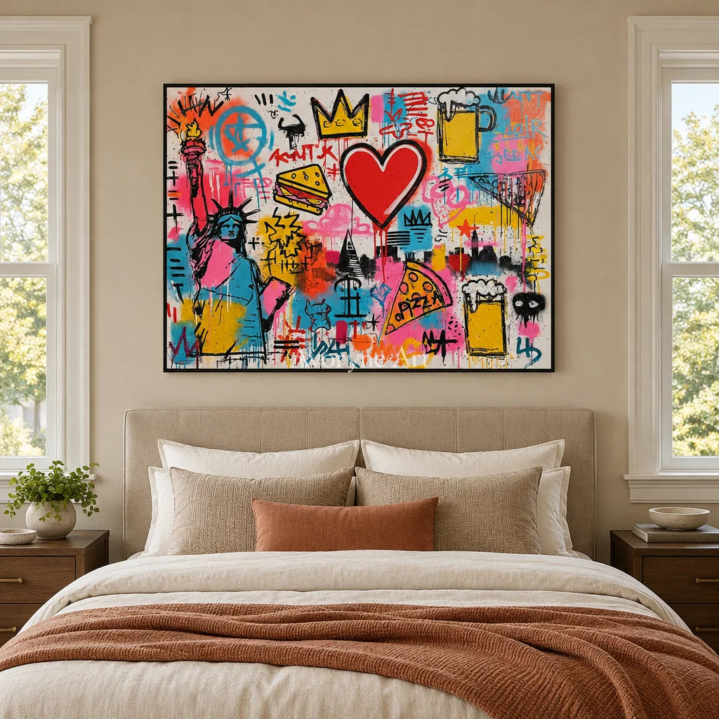 Ivory Open Meadow: Pink Symbol Graffiti — bedroom black
