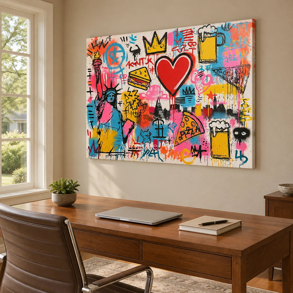 Ivory Open Meadow: Pink Symbol Graffiti — office frameless