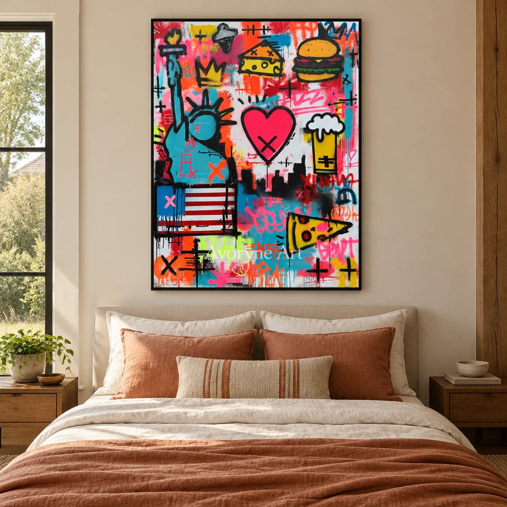 Ivory Open Light: Pink Symbol Graffiti — bedroom black