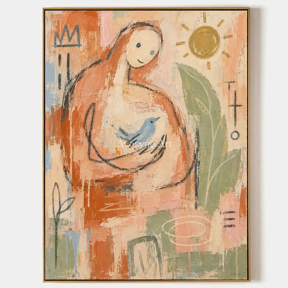 Gentle Interval, hand-painted playful character wall art by Jeroen van der Meer