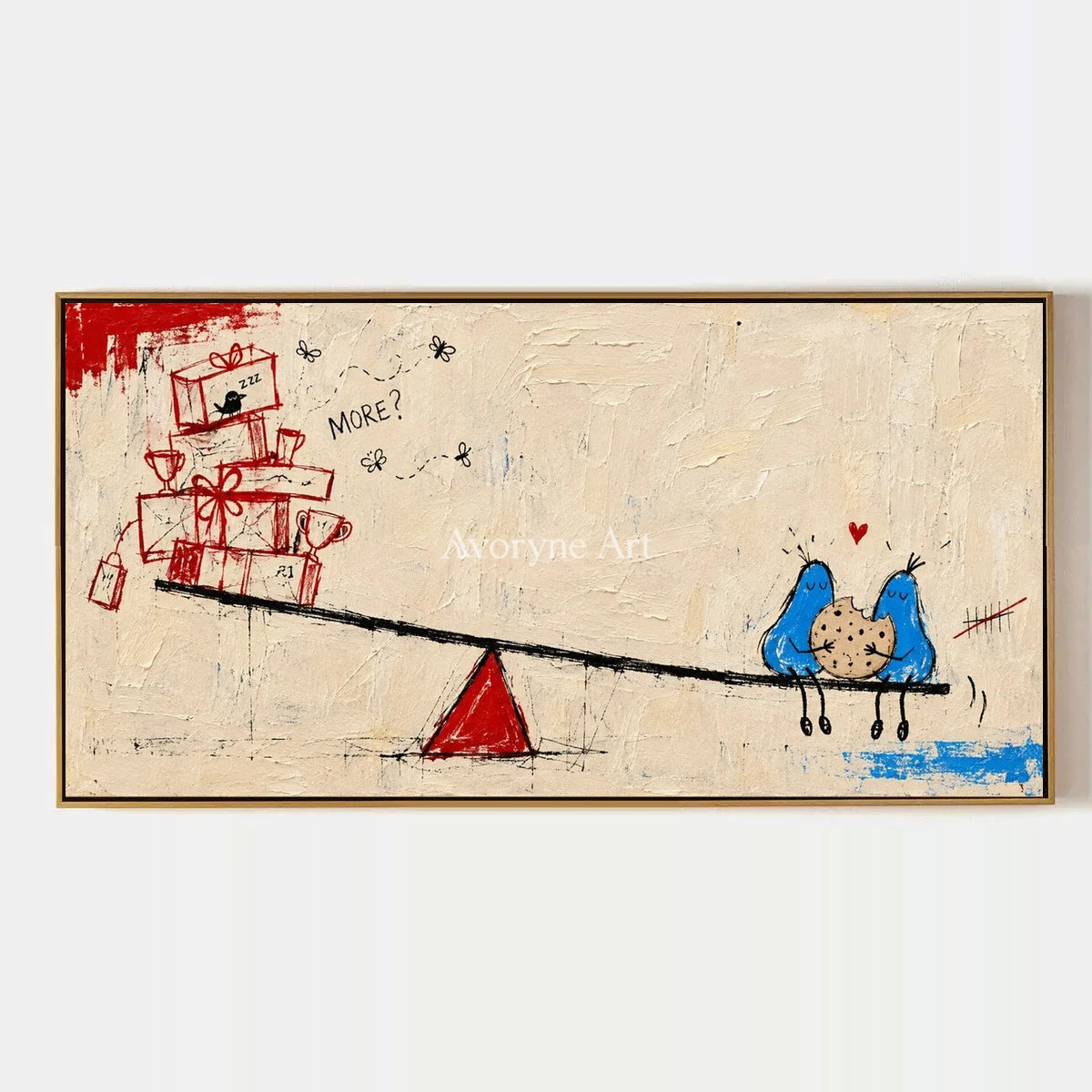 Distant Echo, hand-painted playful character wall art by Jeroen van der Meer