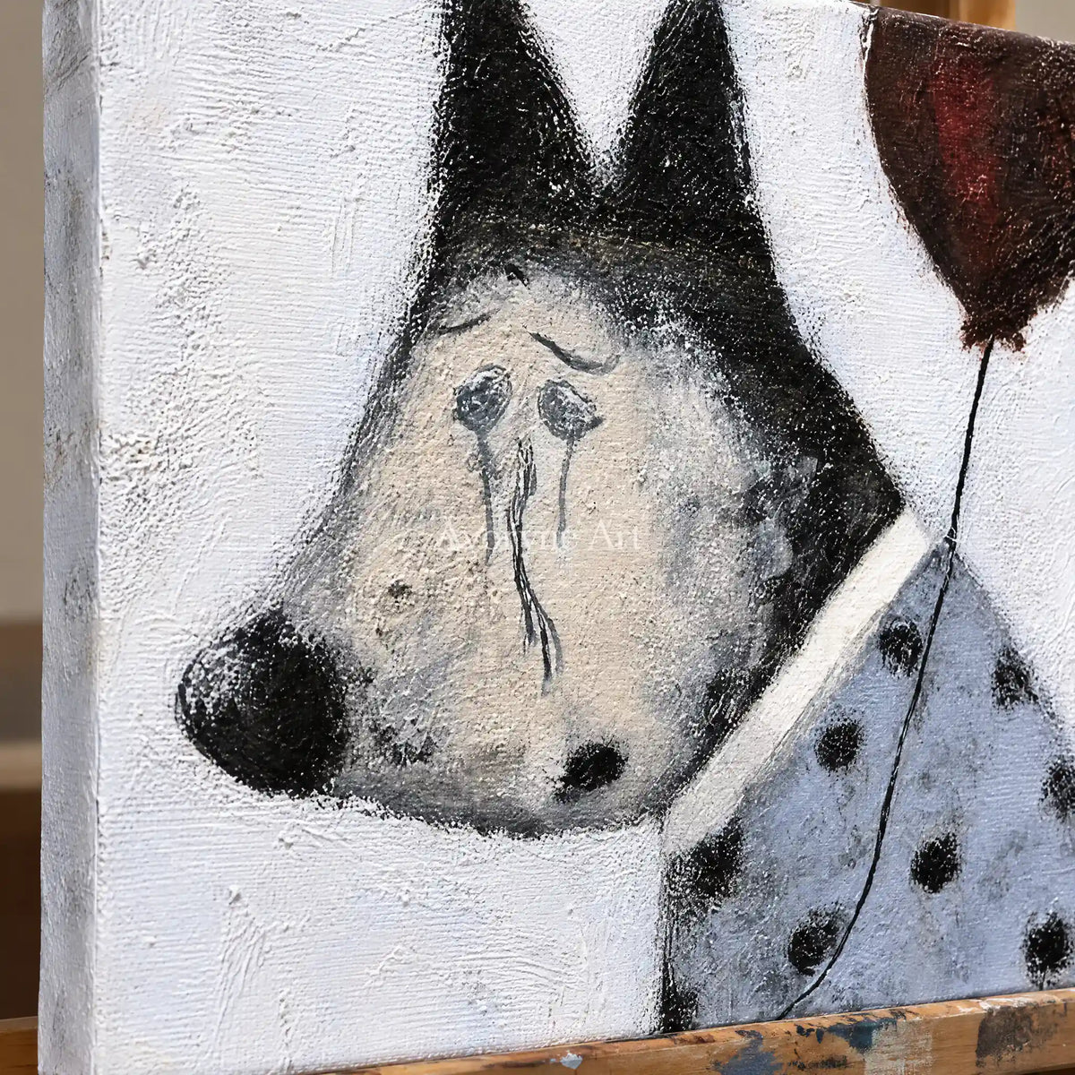 Aster Haze: Playful Dog Art — detail easel