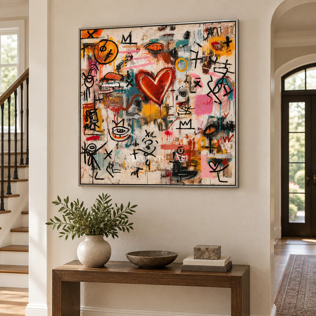 Heart Signal: Pop Colorful Love Graffiti Wall Art — entry silver