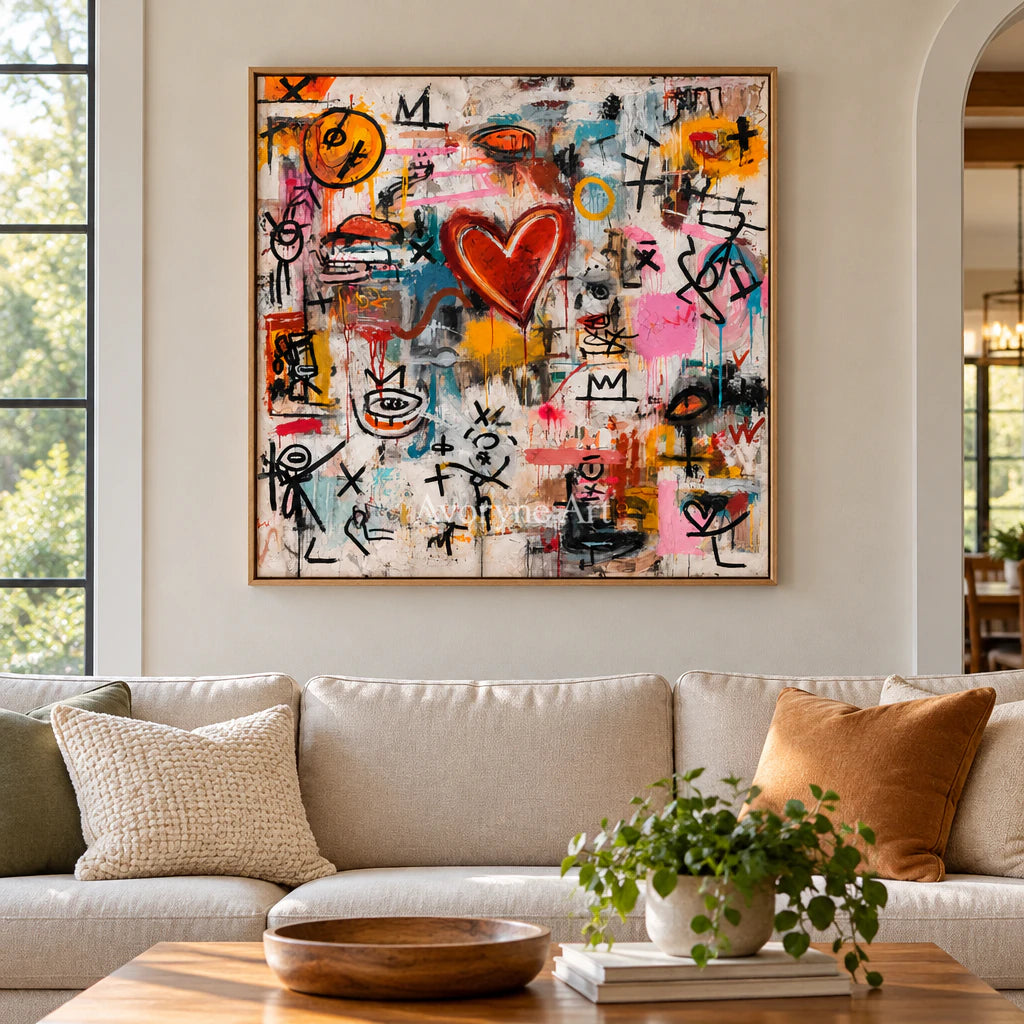 Heart Signal: Pop Colorful Love Graffiti Wall Art — villa wood