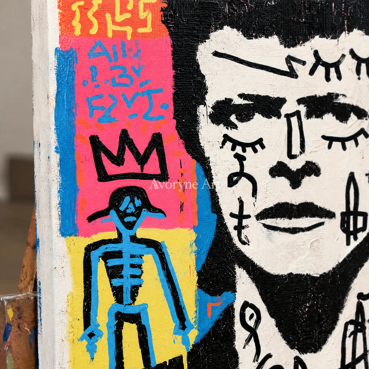 Ivory Open Solace: Pop Portrait Art — detail easel