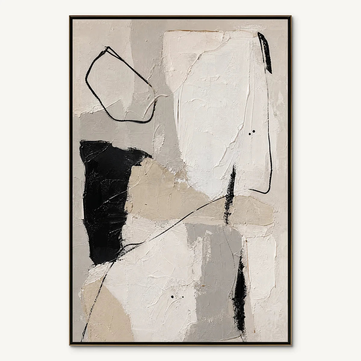 Quiet Lines: Black White Abstract Wall Art - main