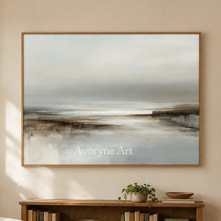 Ivory Distant Solace: Quiet Shore Art — villa wood