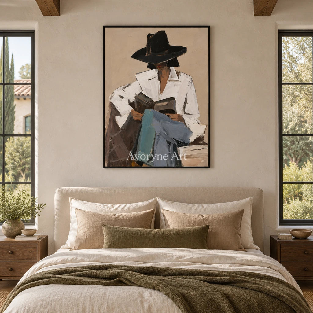 Ivory Quiet Sonata: Reading Figure Art — bedroom black