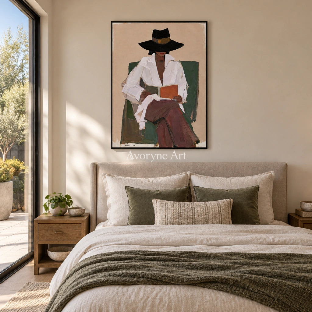 Ivory Quiet Meadow: Reading Figure Art — bedroom black