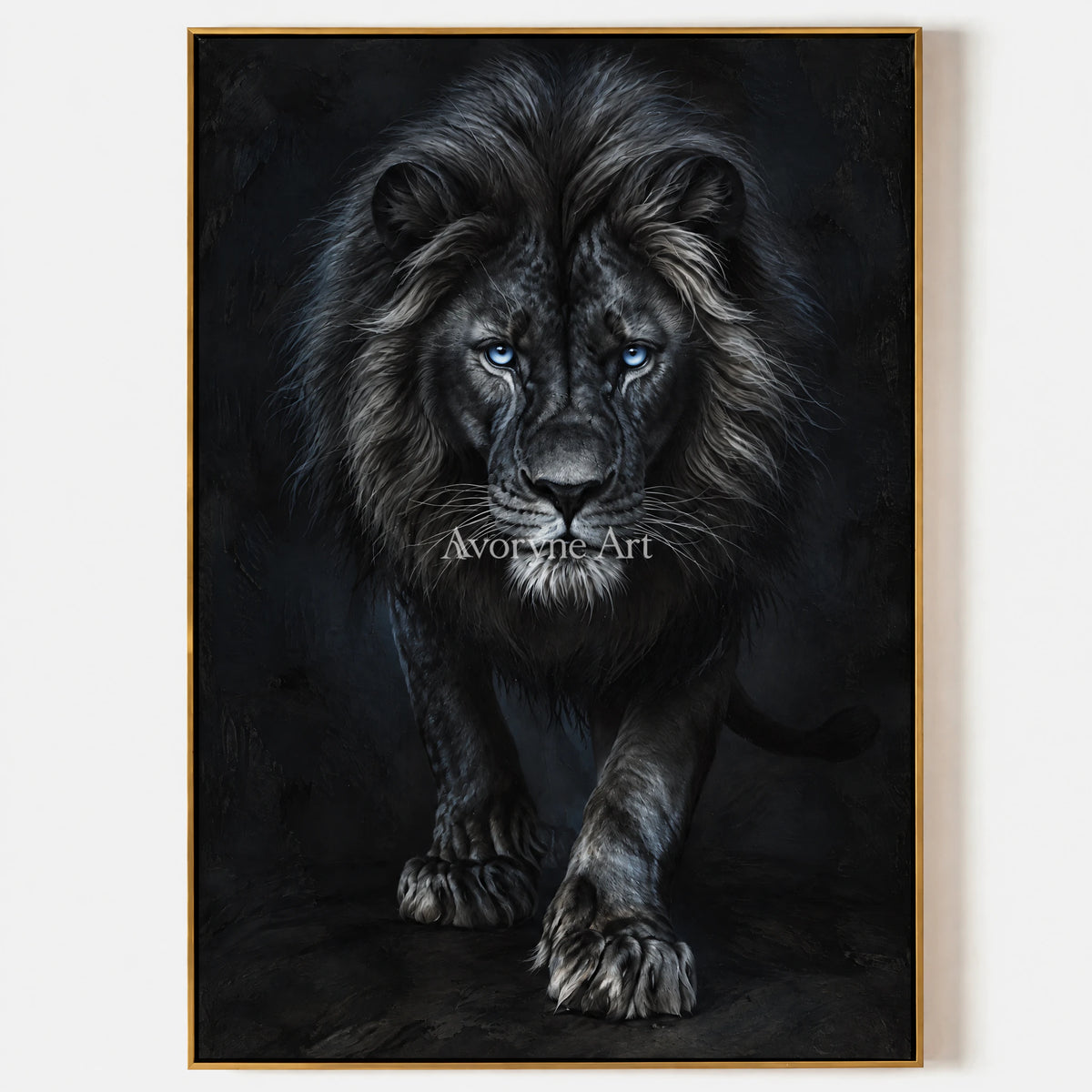 Nocturne Lion: Realistic Black Lion Portrait Wall Art — primary