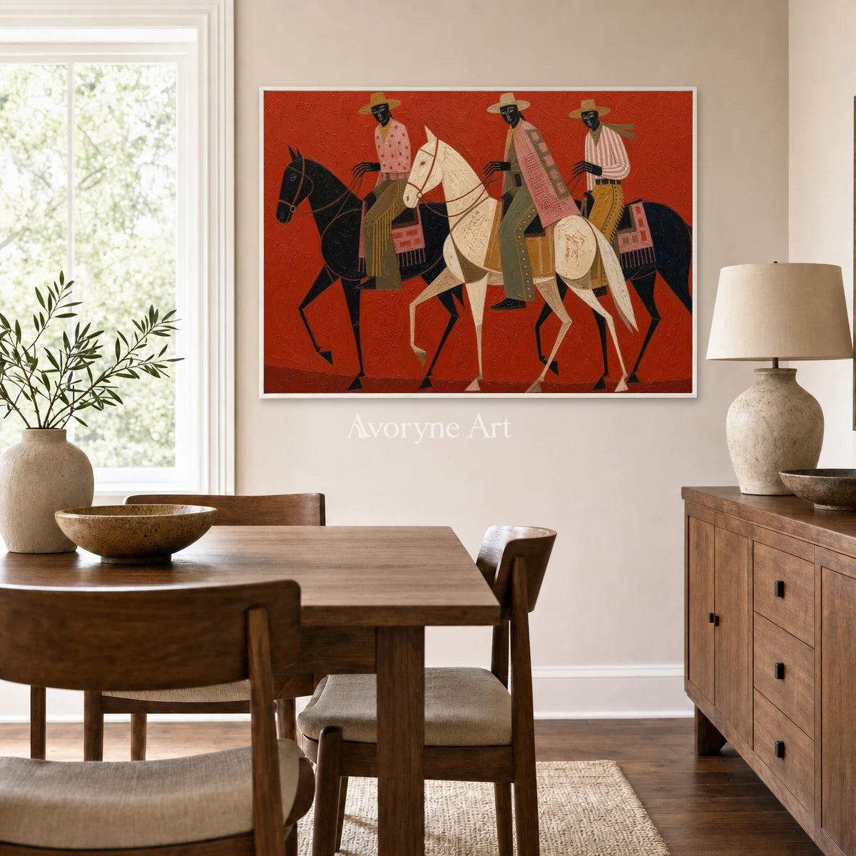 Red Trail Company: Red Horse Riders Horizontal Wall Art — dining white