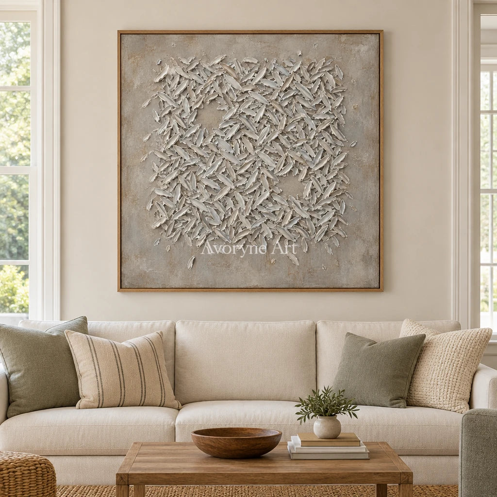 Amber Passage relief mosaic wall art with a wood frame in a villa living space