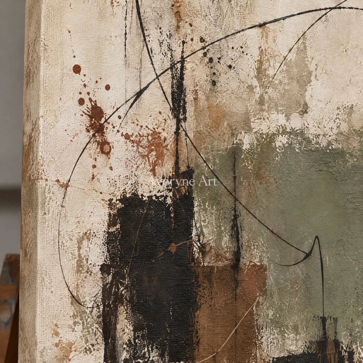Aster Solace: Sage Abstract Art — detail easel