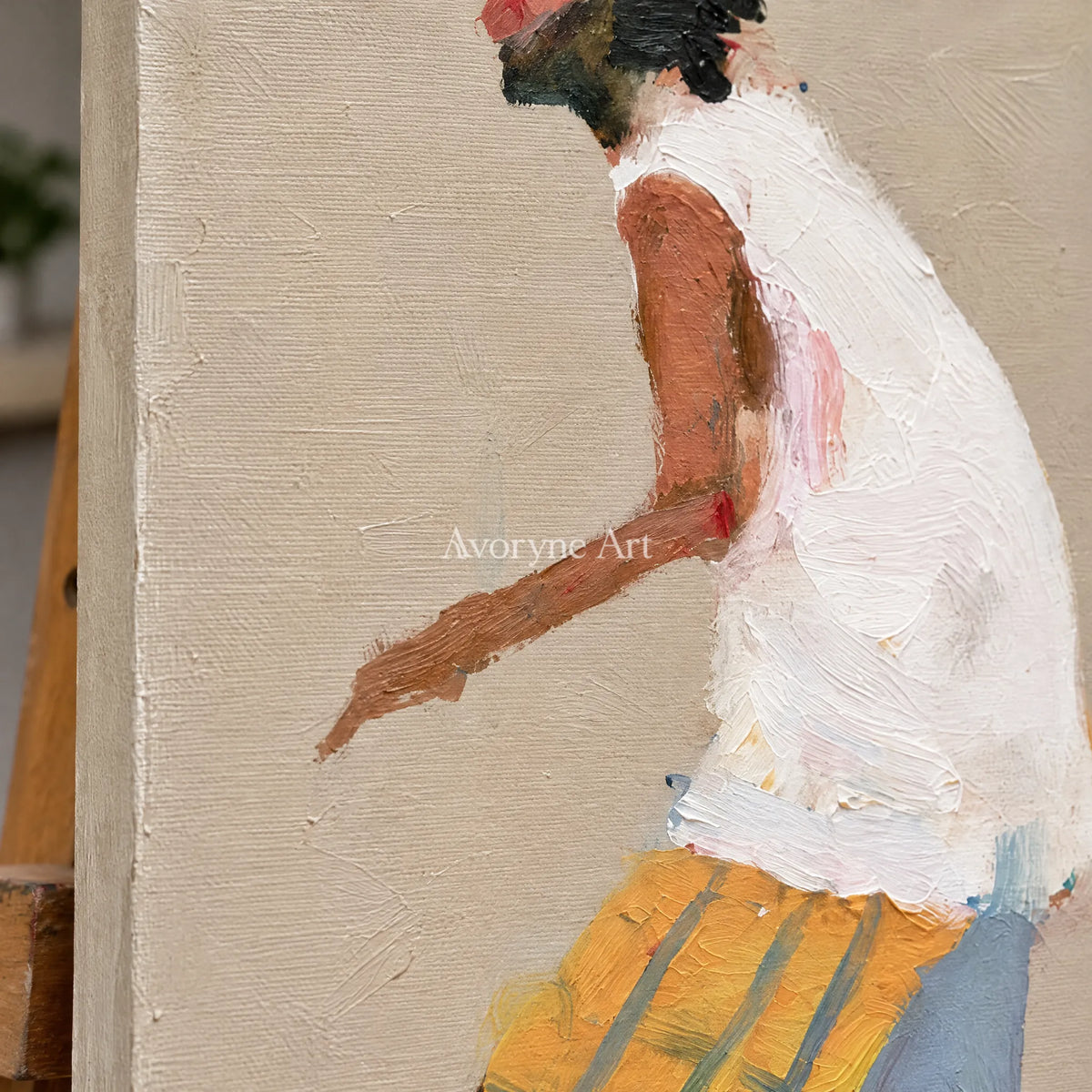 Ivory Quiet Current: Skateboard Figure Art — detail easel