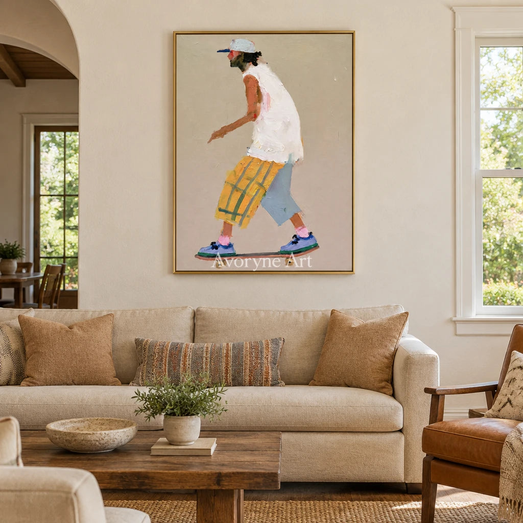 Ivory Quiet Current: Skateboard Figure Art — living gold