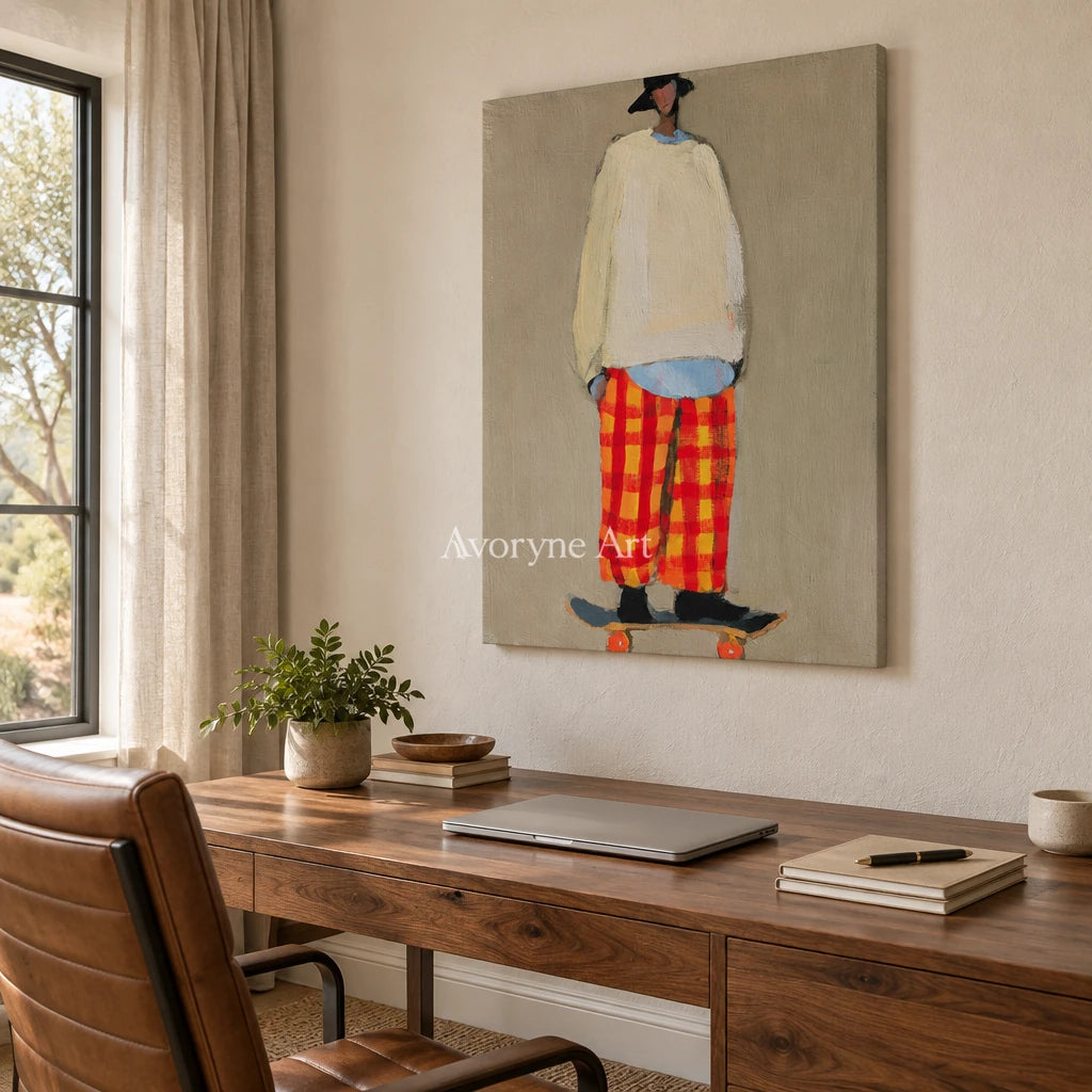 Ivory Amber Verse: Skateboard Figure Art — office frameless