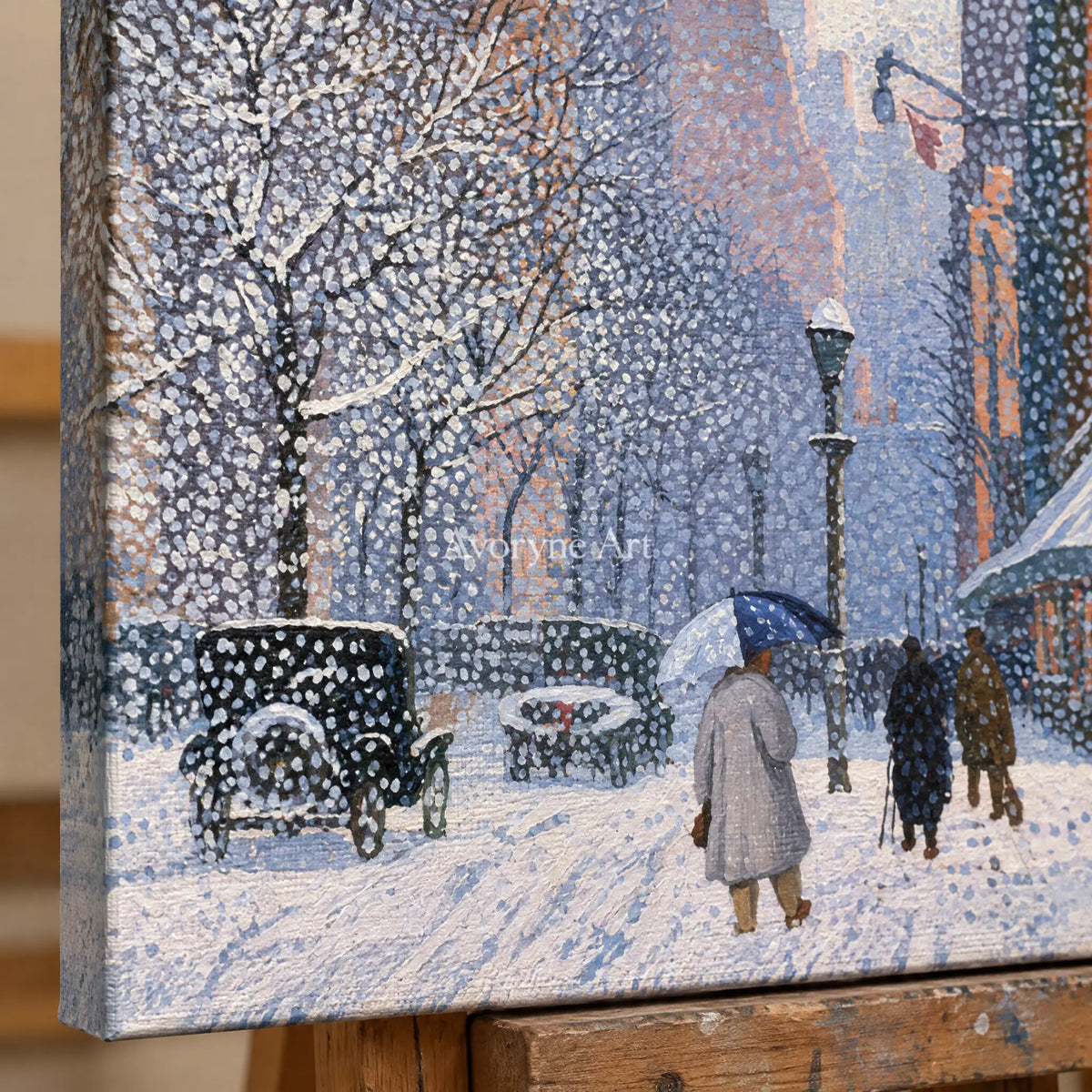 Ivory Lucent Verse: Snowy City Art — detail easel