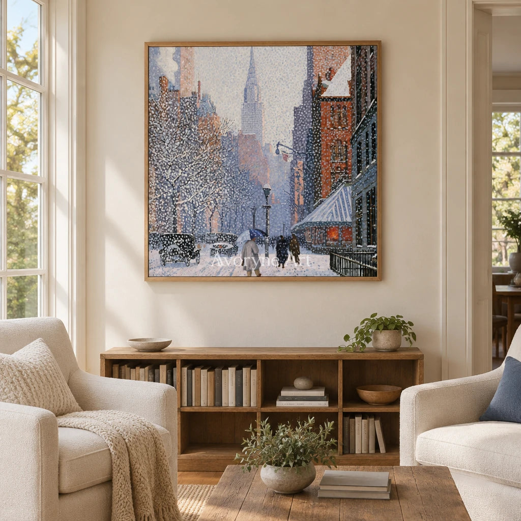 Ivory Lucent Verse: Snowy City Art — villa wood