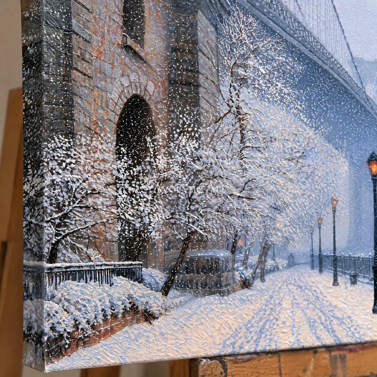Ivory Lucent Gesture: Snowy City Art — detail easel