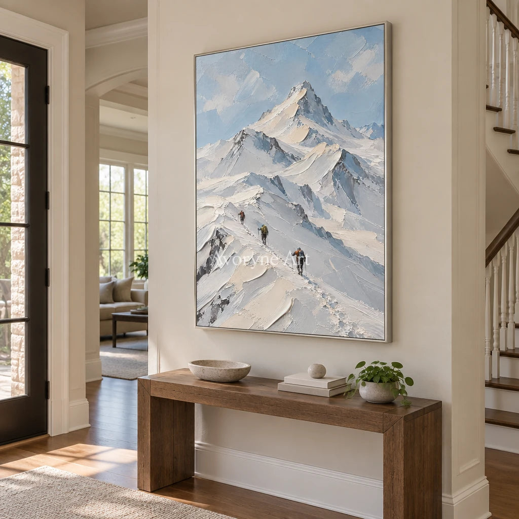 Summit Traces: Snowy Mountain Landscape Wall Art — entry silver