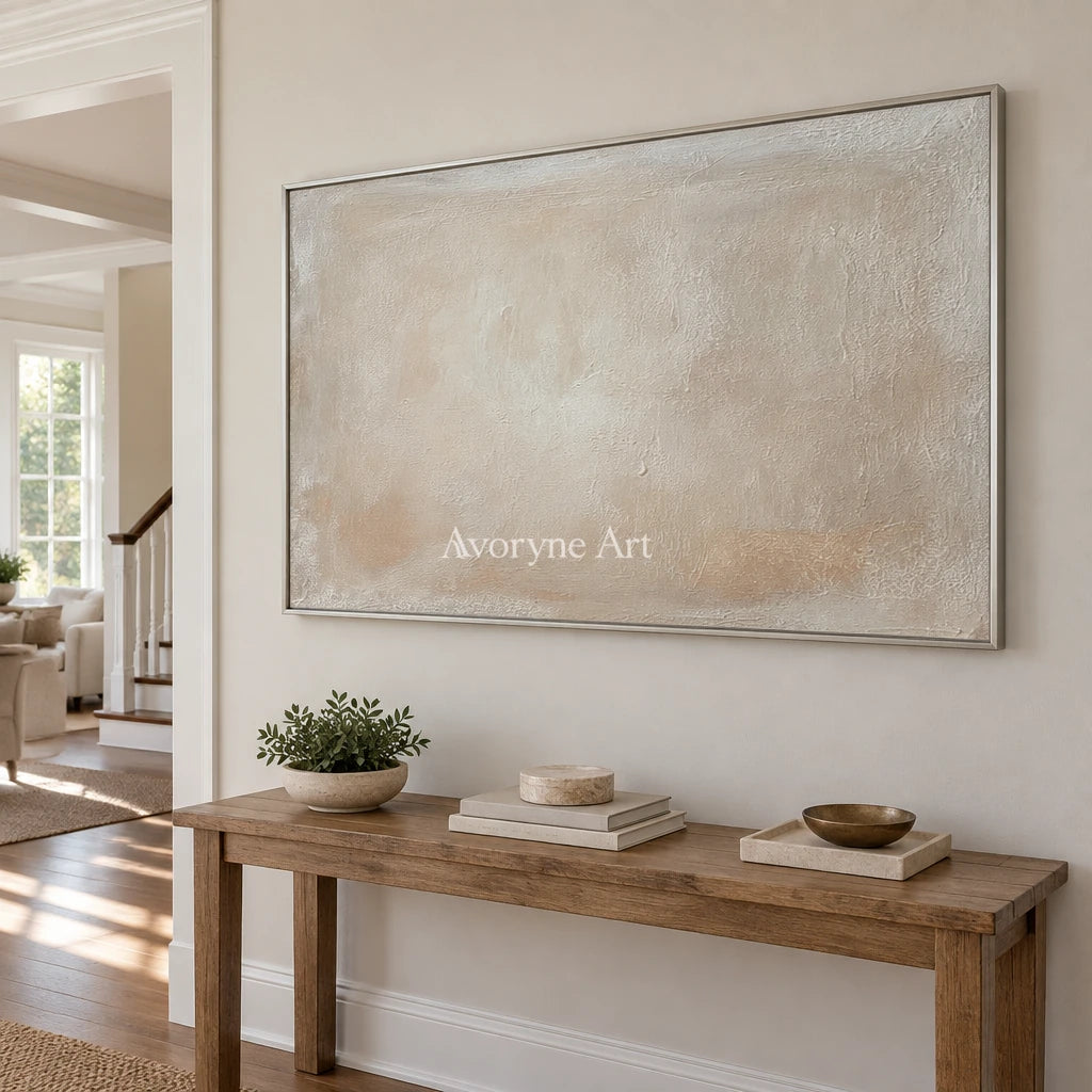 Aster Heart: Soft Beige Abstract — entry silver