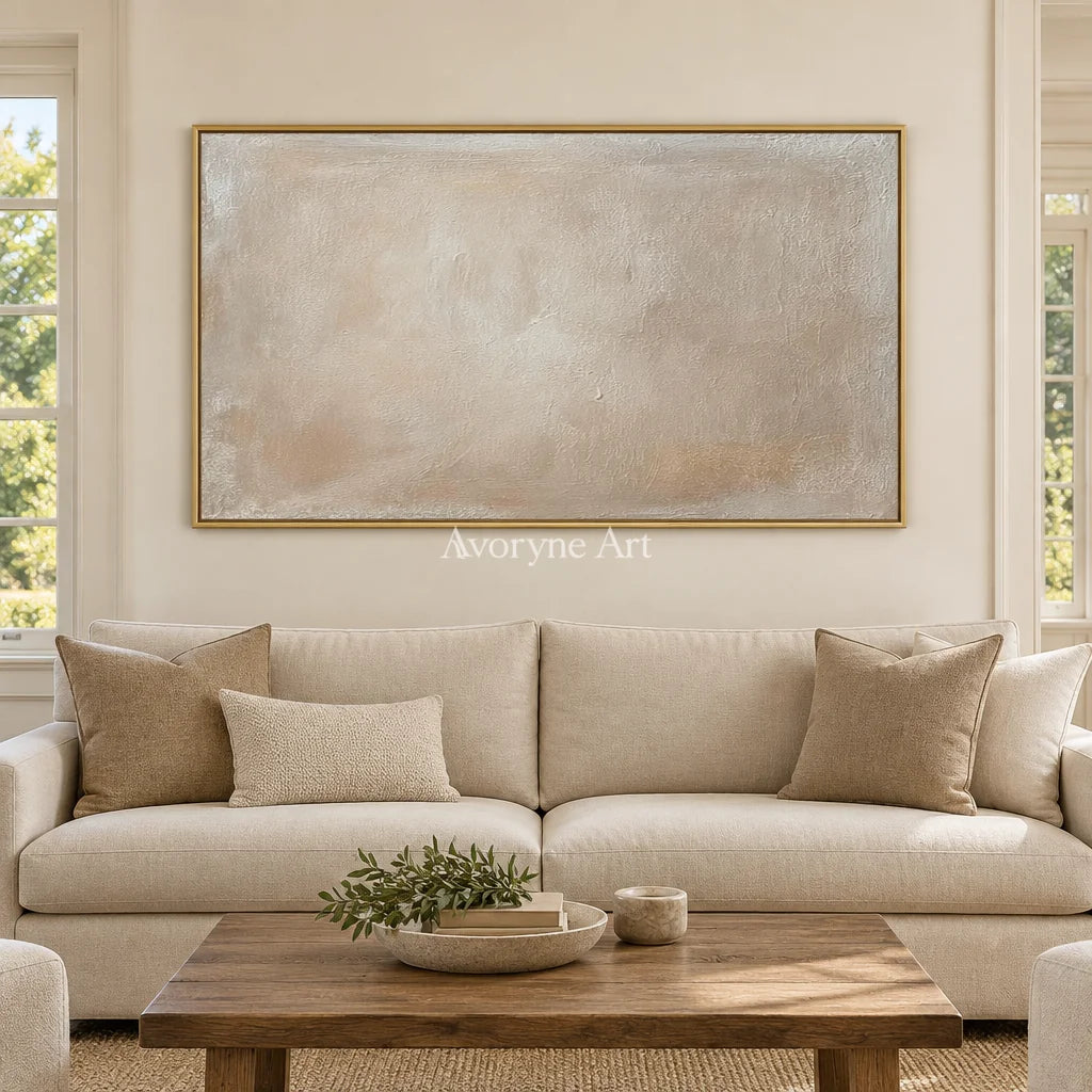 Aster Heart: Soft Beige Abstract — living gold