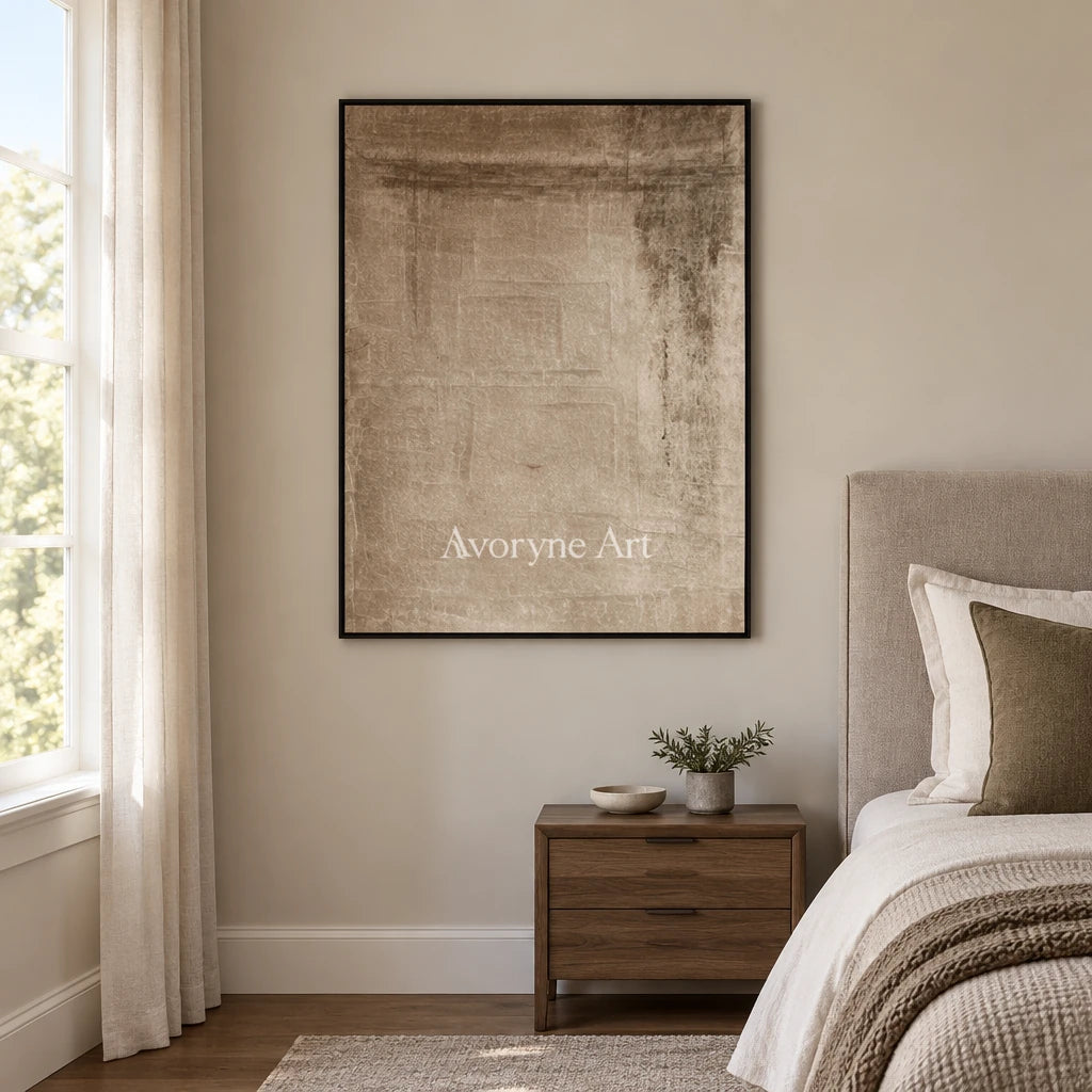 Aster Dawn: Soft Beige Abstract — bedroom black