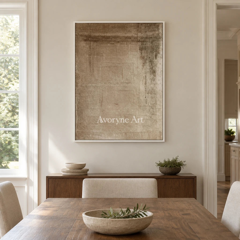 Aster Dawn: Soft Beige Abstract — dining white
