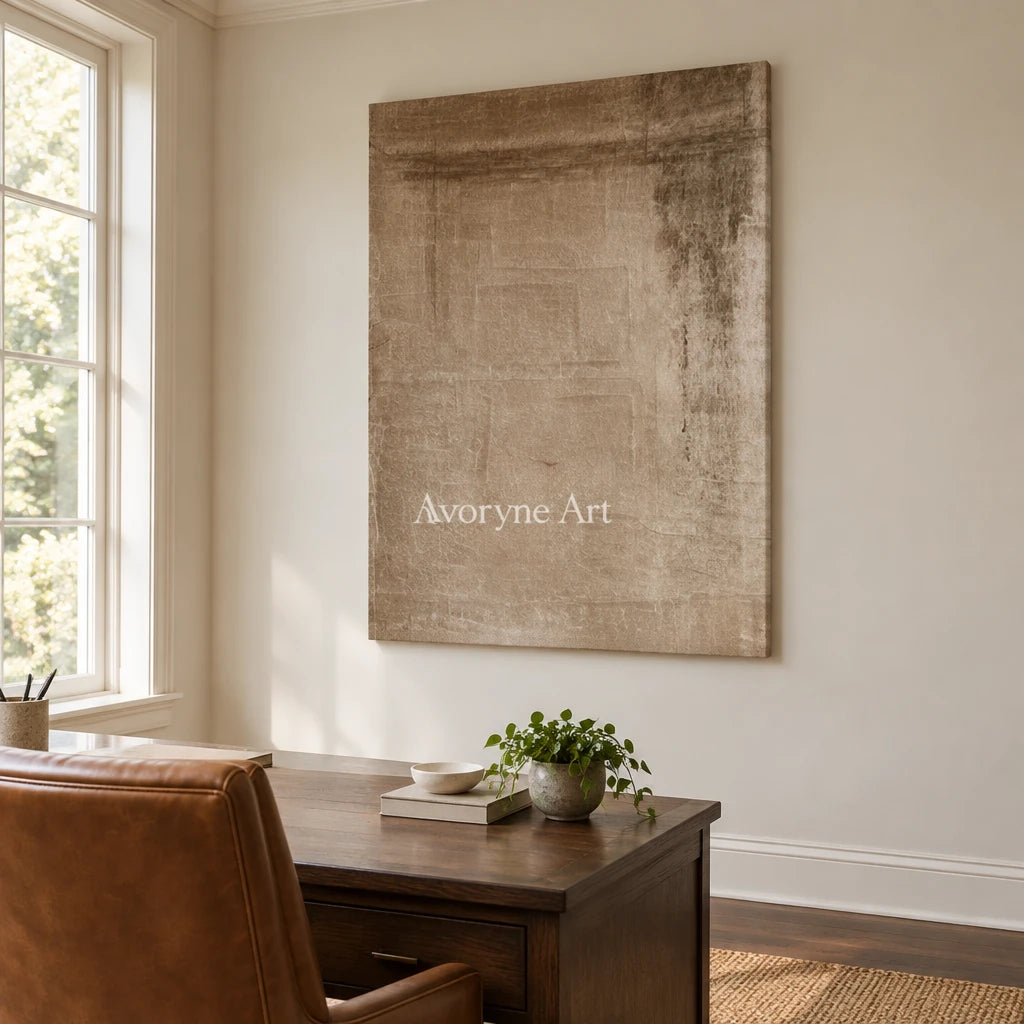Aster Dawn: Soft Beige Abstract — office frameless