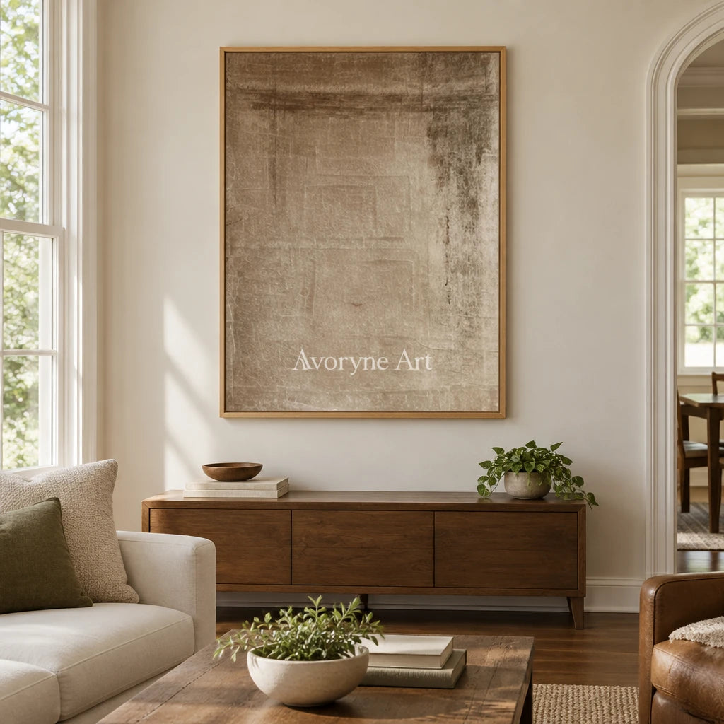 Aster Dawn: Soft Beige Abstract — villa wood