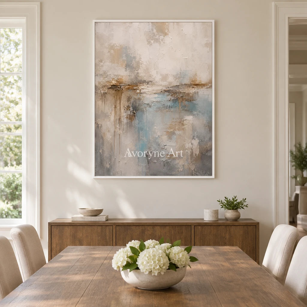 Aster Tarn: Soft Gray Color Fields — dining white