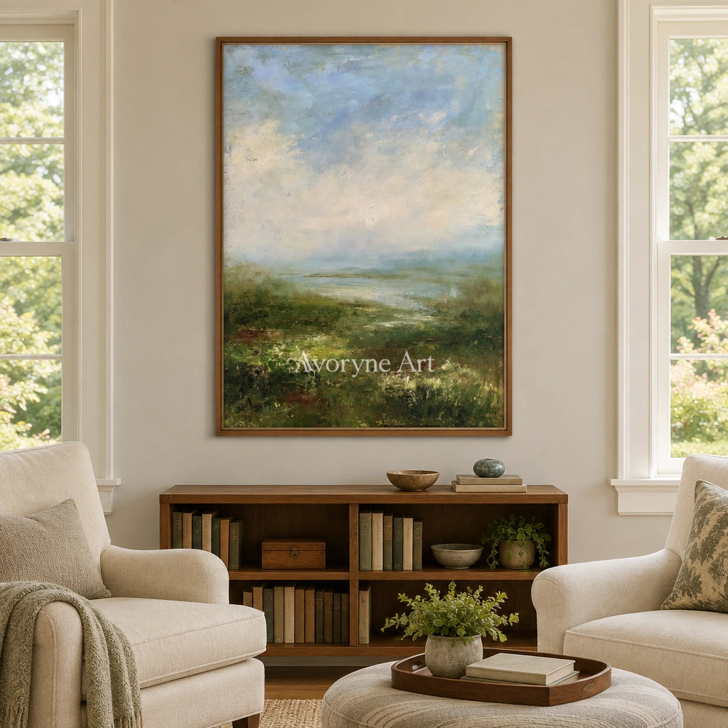 Ivory Gentle Rhythm: Soft Meadow Landscape — villa wood