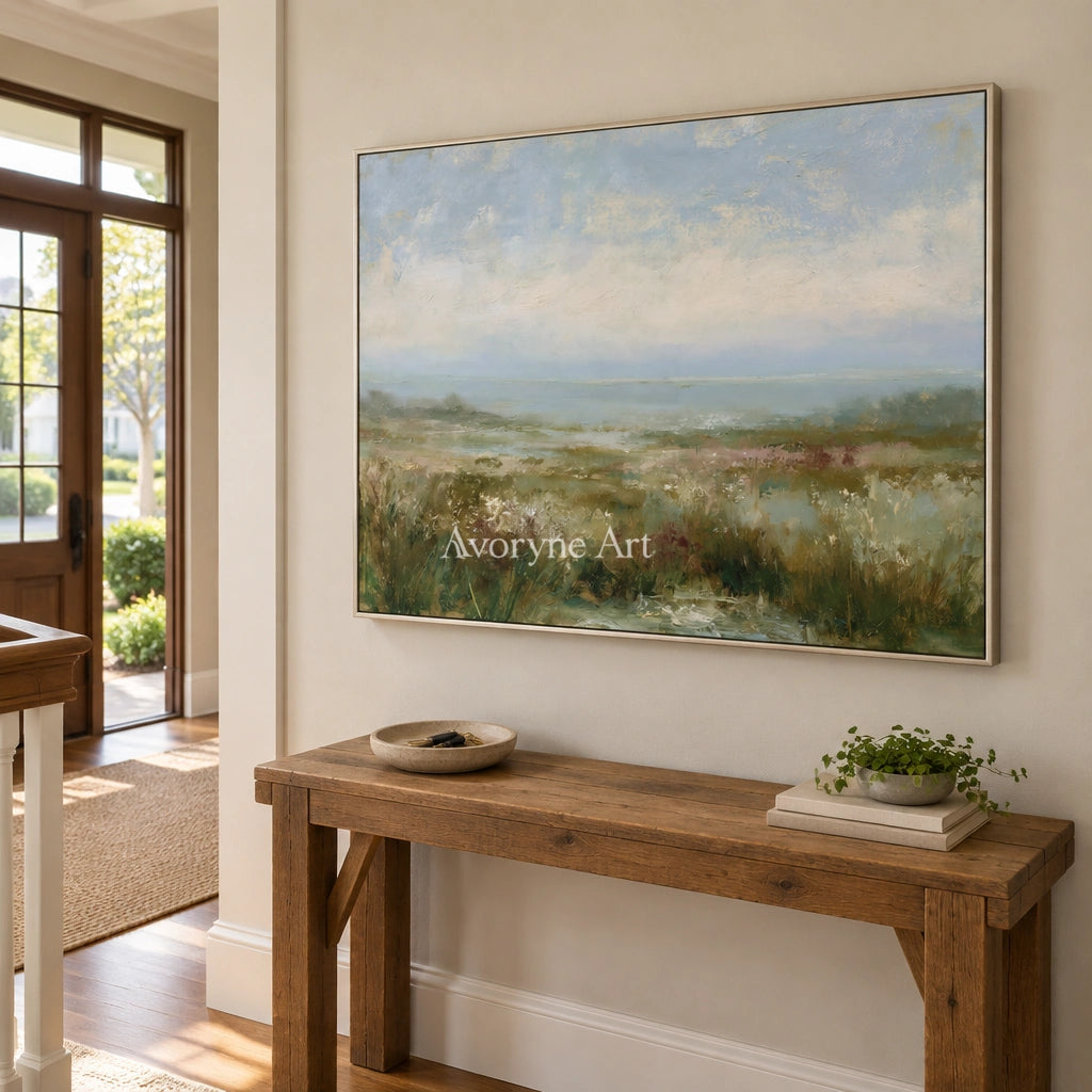 Ivory Gentle Reverie: Soft Meadow Landscape — entry silver