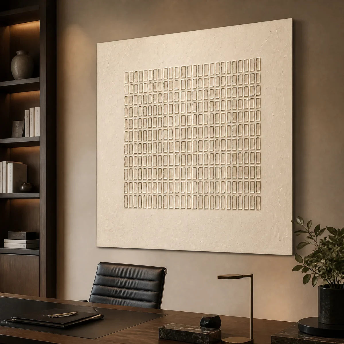 Soft Relief: Neutral Textured Wall Art - office stretched canvas