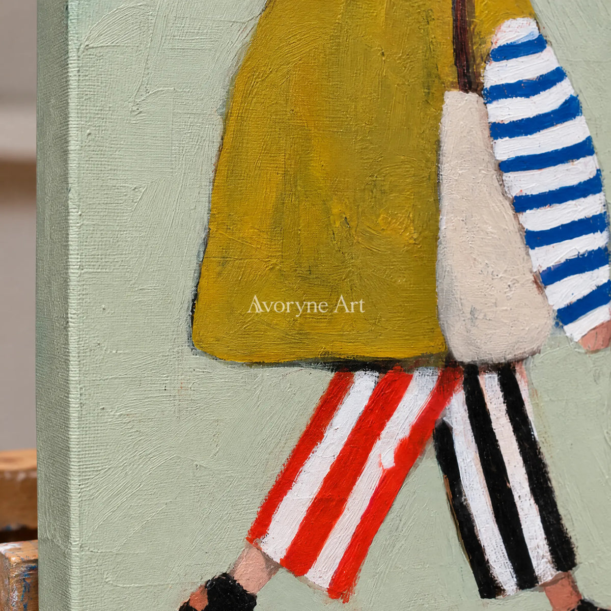Ivory Gentle Light: Strolling Figure Art — detail easel