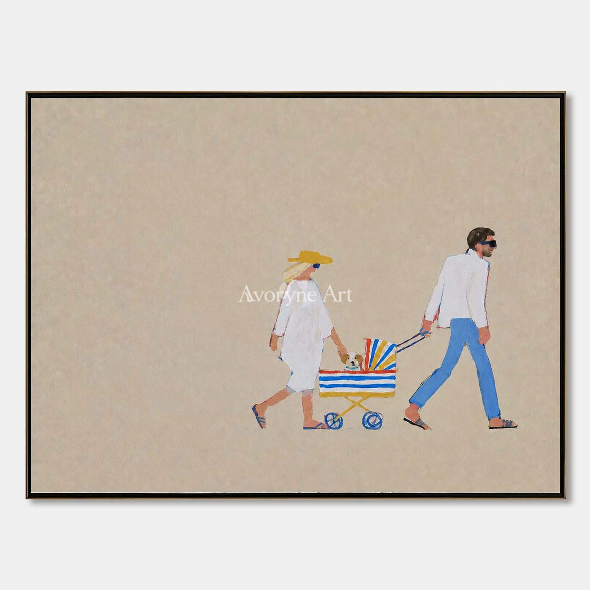 Ivory Gentle Vista: Strolling Figure Art — primary