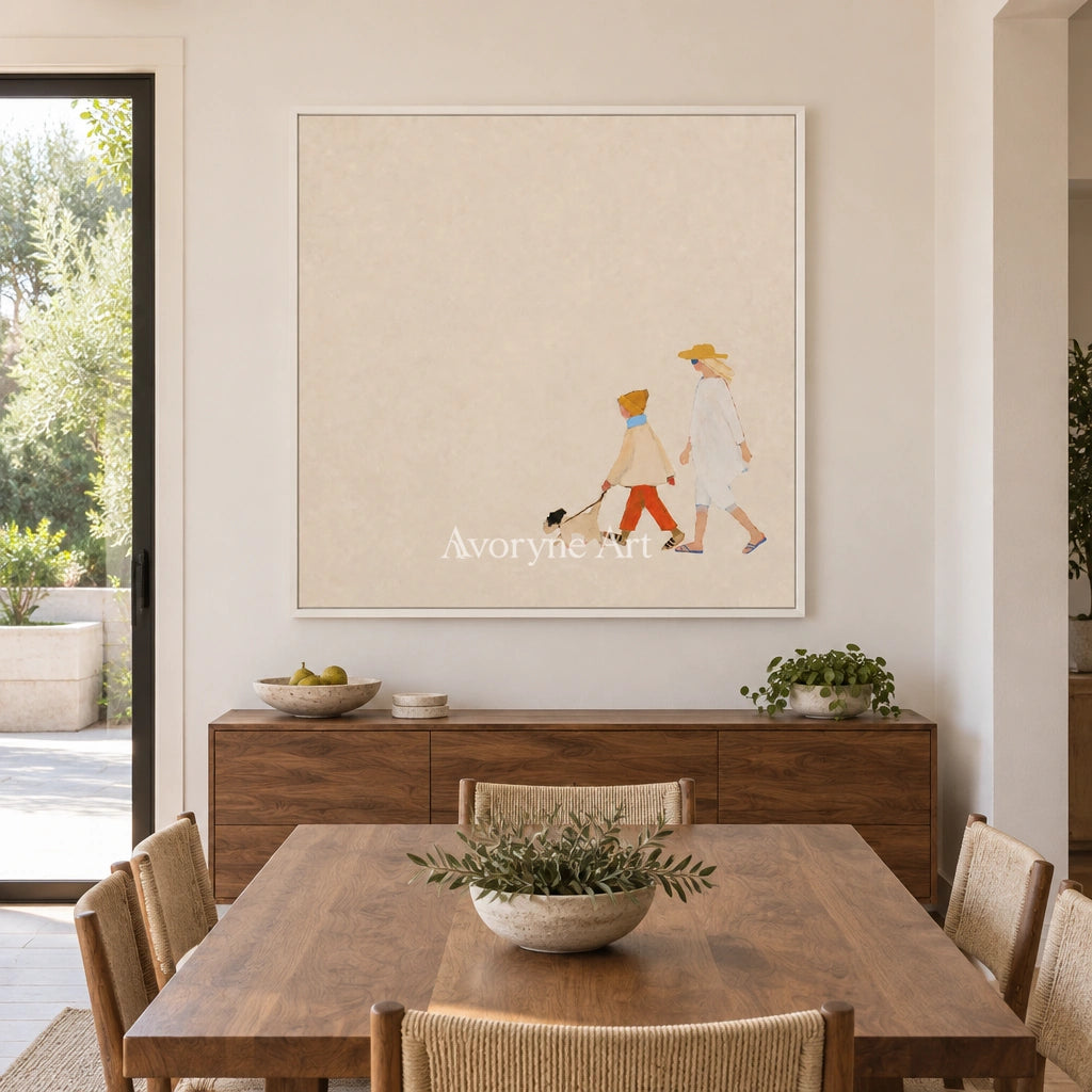 Ivory Amber Refrain: Strolling Figure Art — dining white