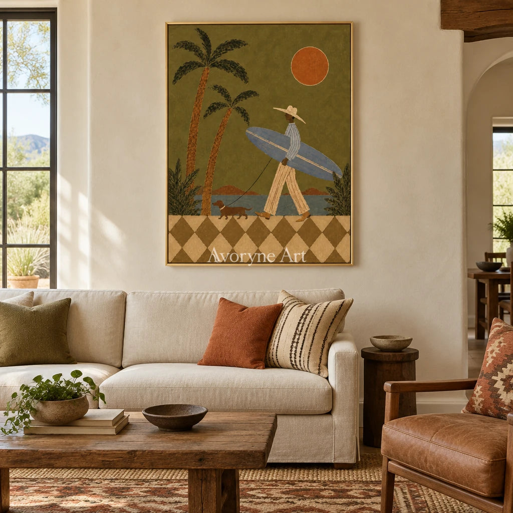 Ivory Open Drift: Sunset Surfer Art — living gold