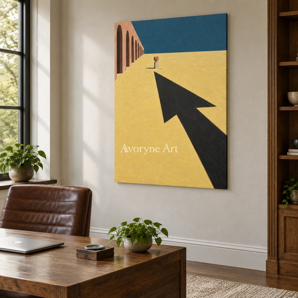 Lucent Reverberation surreal scene wall art as a frameless stretched canvas in a home office