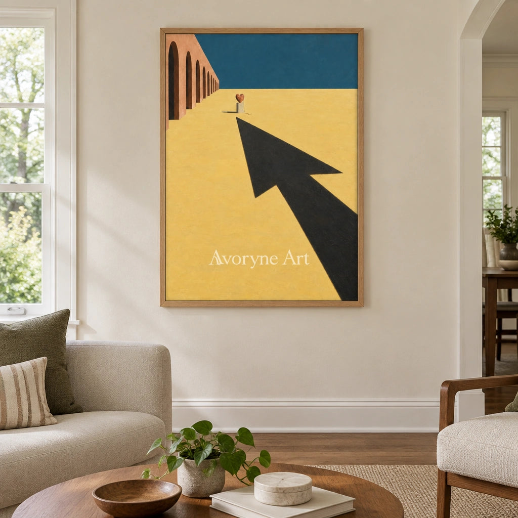 Lucent Reverberation surreal scene wall art with a wood frame in a villa living space