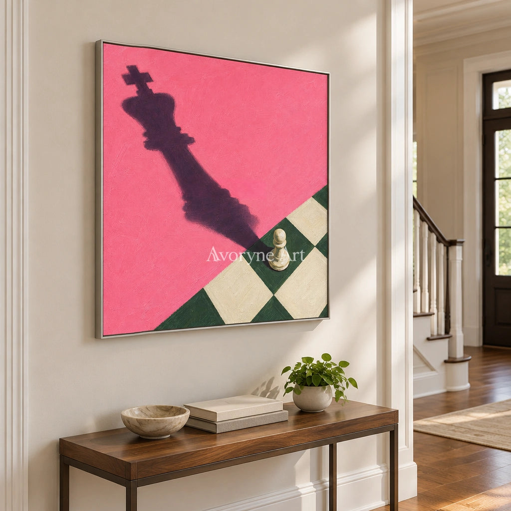 Bright Cadence surreal scene wall art with a silver frame in an entryway